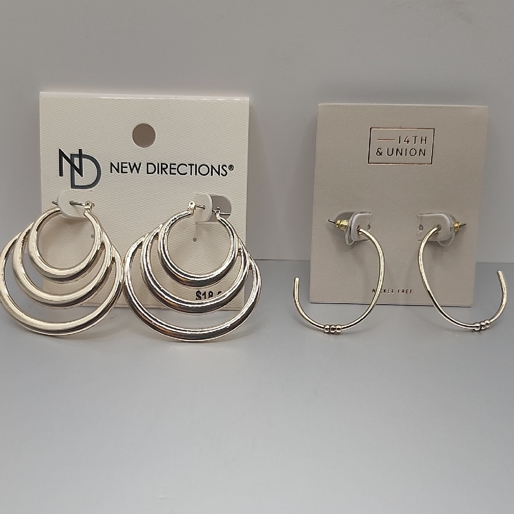 New Directions Triple Silver Hoop Earrings